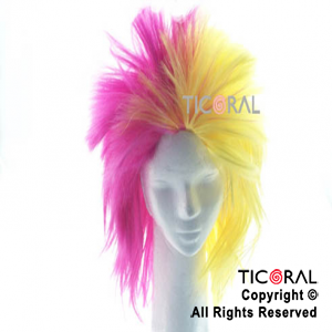 PELUCA PUNK LARGA FUCSIA Y AMARILLO HS2467-3 x 1